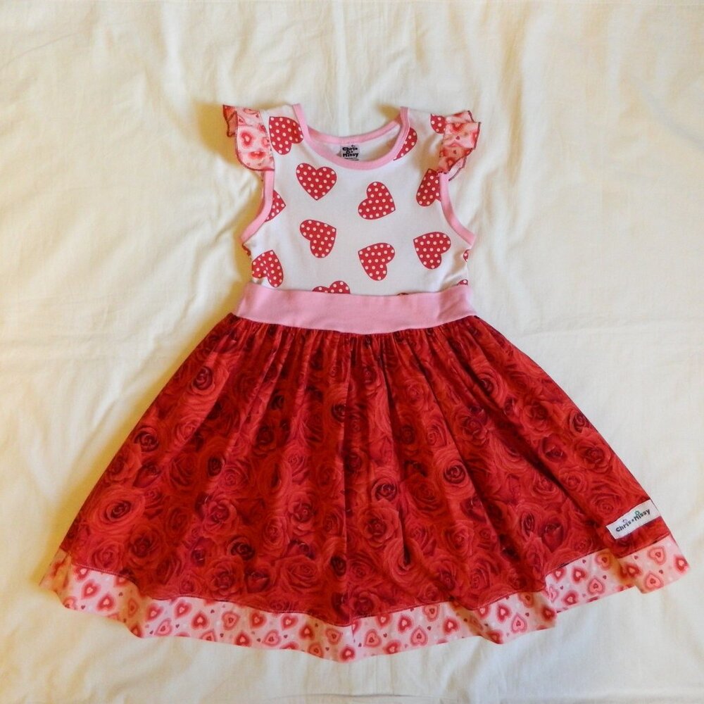 Girls size 8 Valentine Heart Roses Dress Chris n Missy